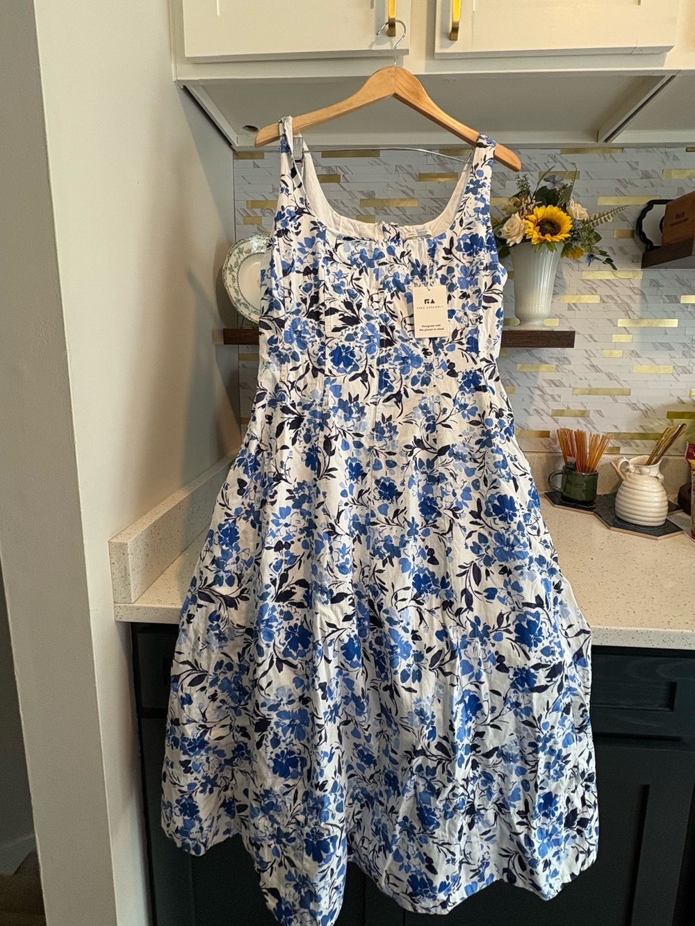 E&A Blue & White Floral Midi Dress